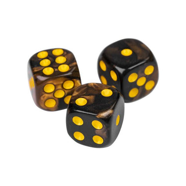 12mm Gold & Black Acrylic - 10pcs D6 RPG Dice Set